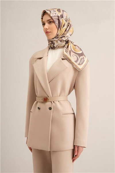 Armine Etnik Desenli Saf İpek Twill Eşarp 9323D 35
