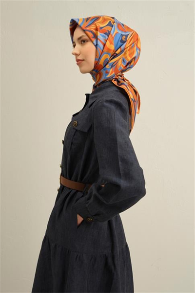 Armine Etnik Desenli Saf İpek Twill Eşarp 9323D 54