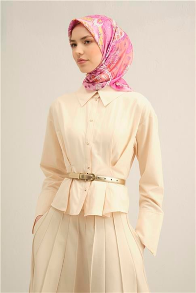 Armine Etnik Desenli Saf İpek Twill Eşarp 9338D 54