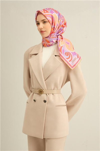 Armine Etnik Desenli Saf İpek Twill Eşarp 9323D 04
