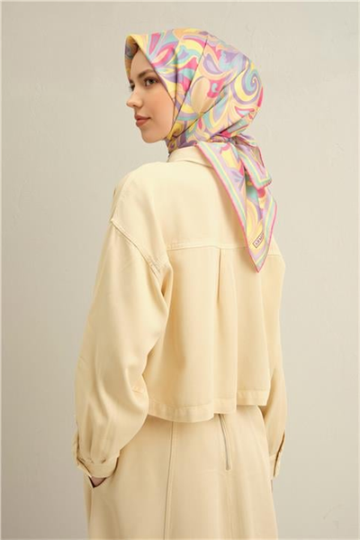 Armine Etnik Desenli Saf İpek Twill Eşarp 9323D 55