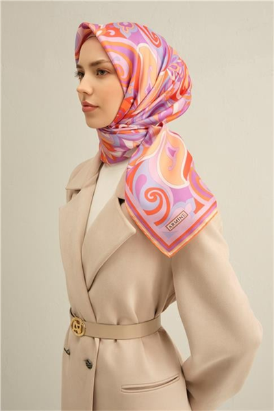 Armine Etnik Desenli Saf İpek Twill Eşarp 9323D 04