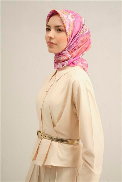Armine Etnik Desenli Saf İpek Twill Eşarp 9338D 54
