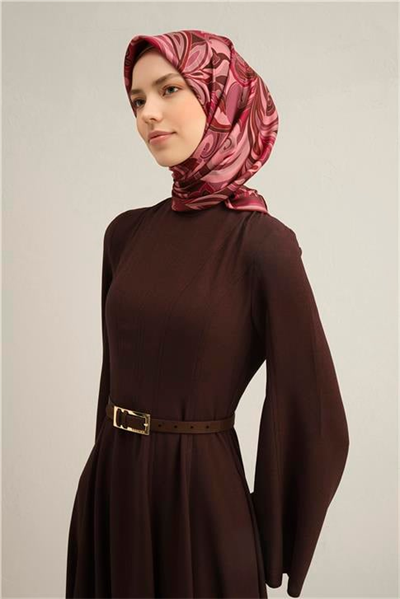 Armine Etnik Desenli Saf İpek Twill Eşarp 9323D 83