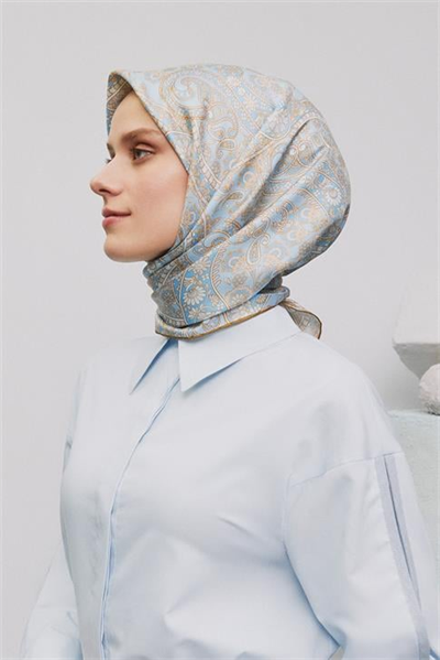 Armine Etnik Desenli Saf İpek Twill Eşarp 9304D 09