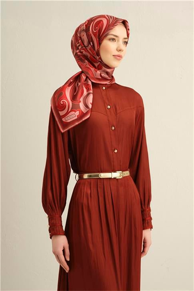 Armine Etnik Desenli Saf İpek Twill Eşarp 9323D 86