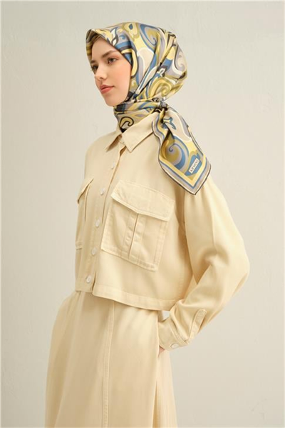 Armine Etnik Desenli Saf İpek Twill Eşarp 9323D 80