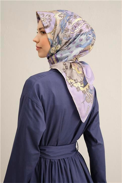 Armine Etnik Desenli Saf İpek Twill Eşarp 9338D 82