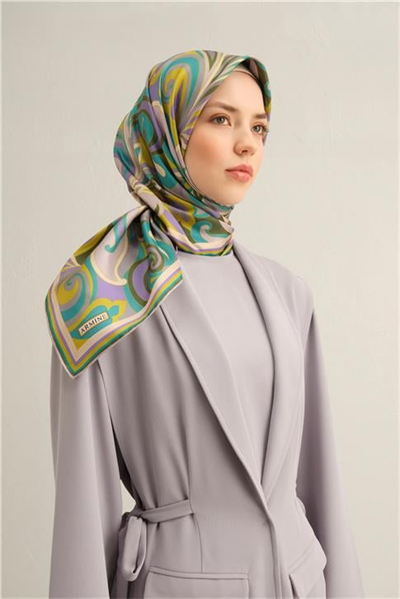 Armine Etnik Desenli Saf İpek Twill Eşarp 9323D 84