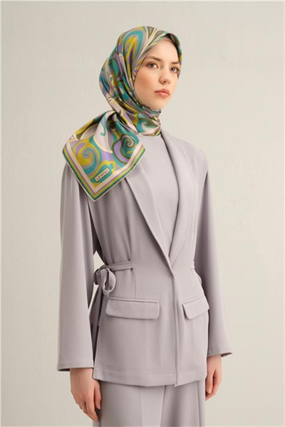 Armine Etnik Desenli Saf İpek Twill Eşarp 9323D 84