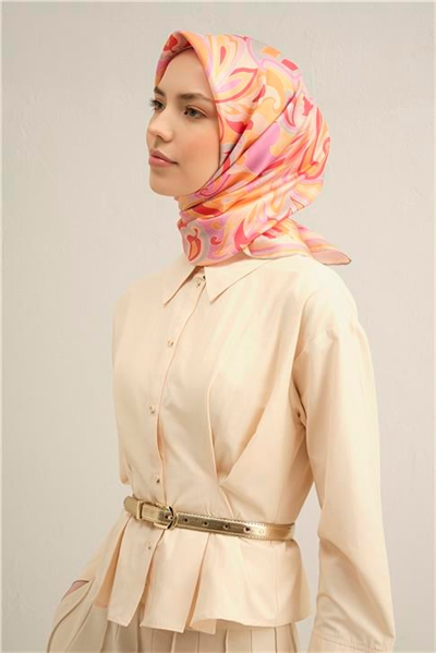 Armine Etnik Desenli Saf İpek Twill Eşarp 9323D 85