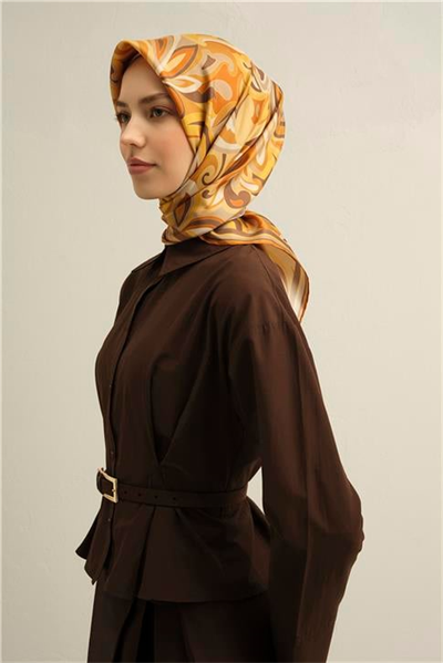 Armine Etnik Desenli Saf İpek Twill Eşarp 9323D 50
