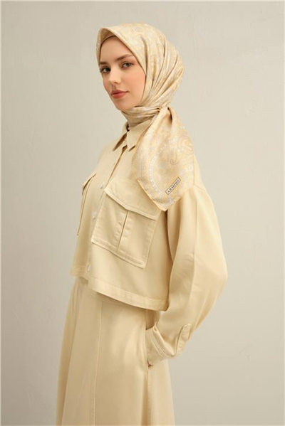Armine Etnik Desenli Saf İpek Twill Eşarp 9304D 53