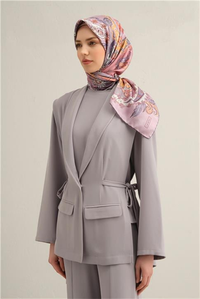 Armine Etnik Desenli Saf İpek Twill Eşarp 9338D 53