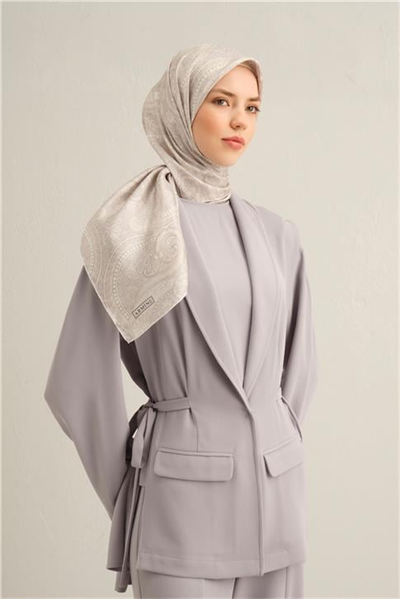 Armine Etnik Desenli Saf İpek Twill Eşarp 9304D 84
