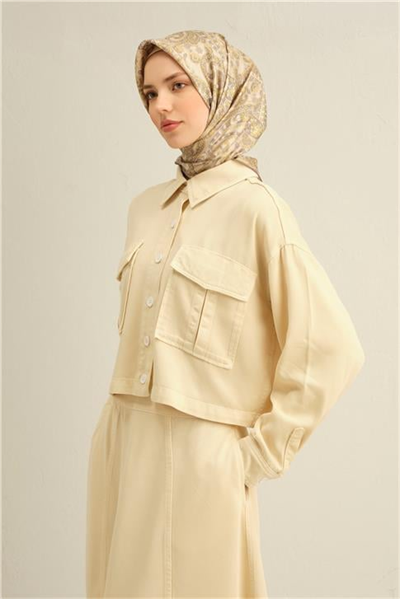 Armine Etnik Desenli Saf İpek Twill Eşarp 9304D 07