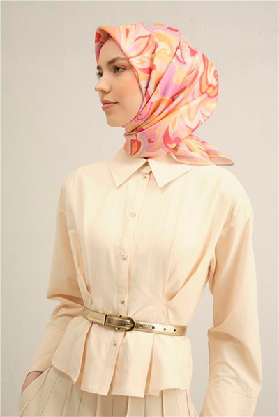 Armine Etnik Desenli Saf İpek Twill Eşarp 9323D 85