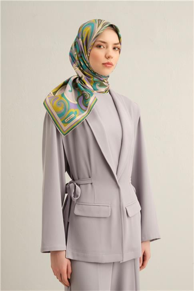 Armine Etnik Desenli Saf İpek Twill Eşarp 9323D 84