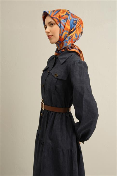 Armine Etnik Desenli Saf İpek Twill Eşarp 9323D 54