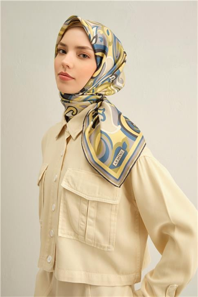 Armine Etnik Desenli Saf İpek Twill Eşarp 9323D 80