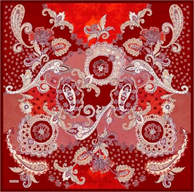 Armine Etnik Desenli Saf İpek Twill Eşarp 9338D 50