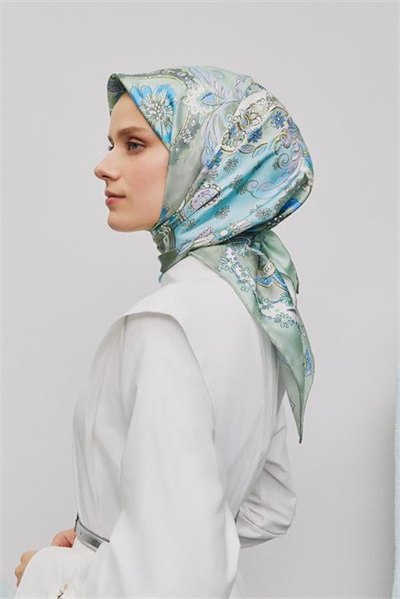 Armine Etnik Desenli Saf İpek Twill Eşarp 9338D 56