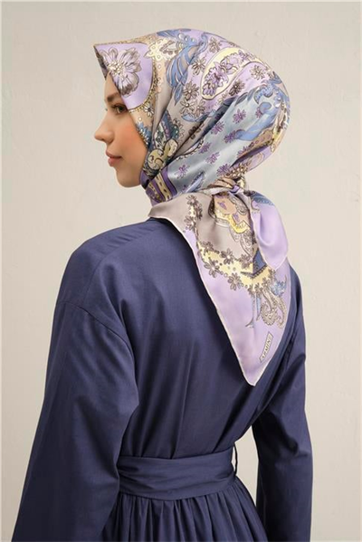 Armine Etnik Desenli Saf İpek Twill Eşarp 9338D 82