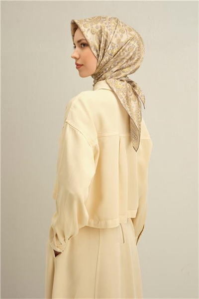 Armine Etnik Desenli Saf İpek Twill Eşarp 9304D 07