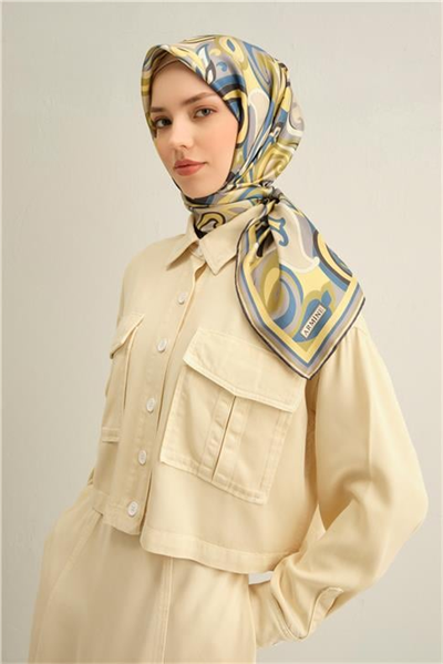 Armine Etnik Desenli Saf İpek Twill Eşarp 9323D 80