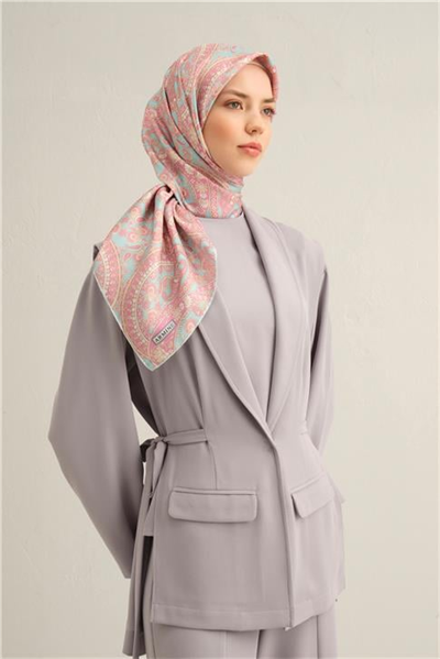 Armine Etnik Desenli Saf İpek Twill Eşarp 9304D 31