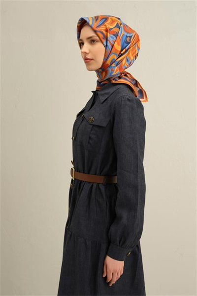 Armine Etnik Desenli Saf İpek Twill Eşarp 9323D 54