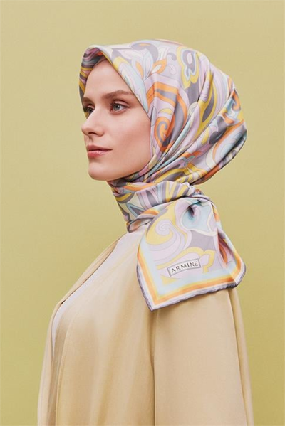 Armine Etnik Desenli Saf İpek Twill Eşarp 9323D 81