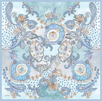 Armine Etnik Desenli Saf İpek Twill Eşarp 9338D 35