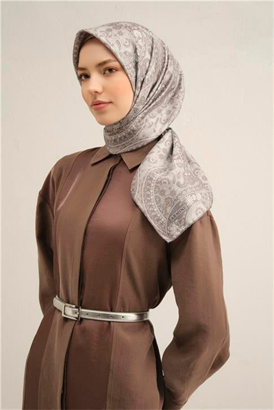 Armine Etnik Desenli Saf İpek Twill Eşarp 9304D 02