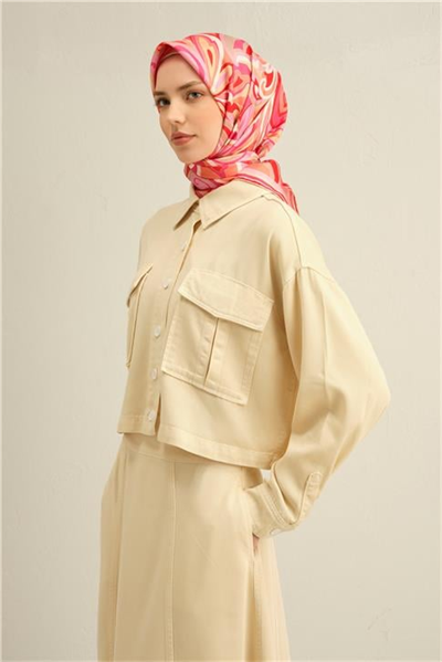 Armine Etnik Desenli Saf İpek Twill Eşarp 9323D 33