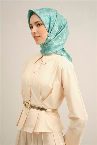 Armine Etnik Desenli Saf İpek Twill Eşarp 9304D 20