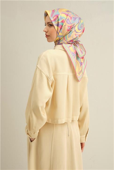 Armine Etnik Desenli Saf İpek Twill Eşarp 9323D 55