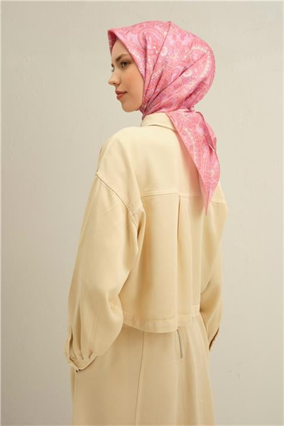 Armine Etnik Desenli Saf İpek Twill Eşarp 9304D 52