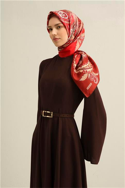 Armine Etnik Desenli Saf İpek Twill Eşarp 9338D 50