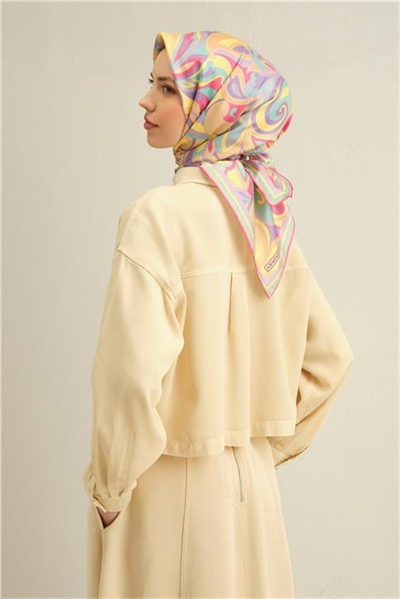 Armine Etnik Desenli Saf İpek Twill Eşarp 9323D 55