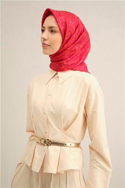 Armine Etnik Desenli Saf İpek Twill Eşarp 9304D 55