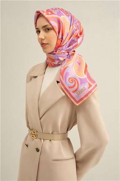 Armine Etnik Desenli Saf İpek Twill Eşarp 9323D 04
