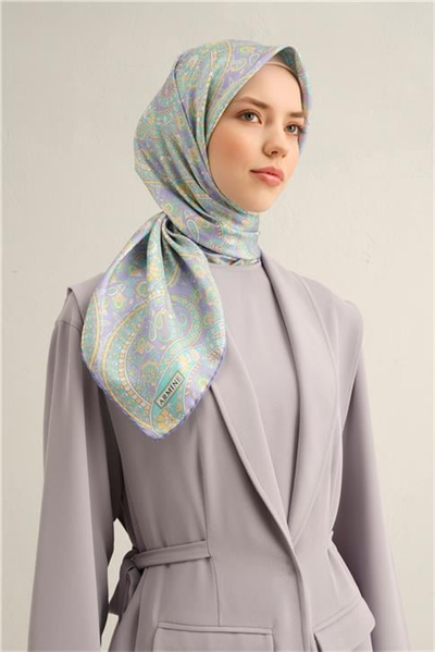 Armine Etnik Desenli Saf İpek Twill Eşarp 9304D 34