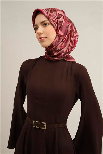 Armine Etnik Desenli Saf İpek Twill Eşarp 9323D 83