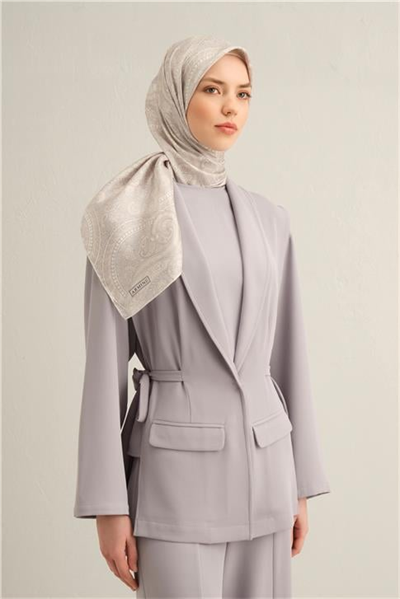 Armine Etnik Desenli Saf İpek Twill Eşarp 9304D 84