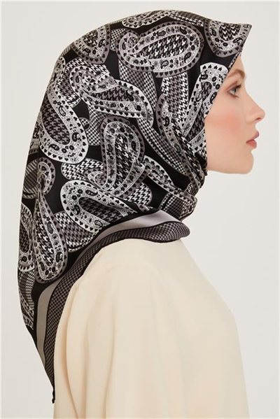 Armine Etnik Desenli Sura Saf İpek Eşarp 9208D 81
