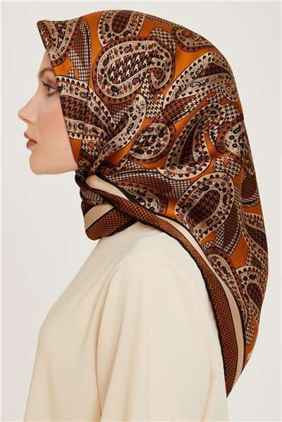 Armine Etnik Desenli Sura Saf İpek Eşarp 9208D 08