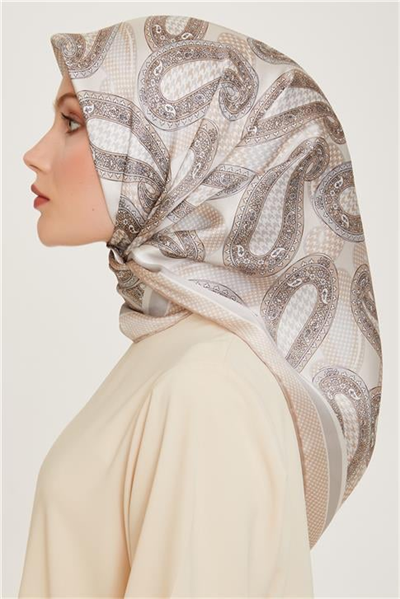 Armine Etnik Desenli Sura Saf İpek Eşarp 9208D 80