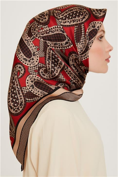 Armine Etnik Desenli Sura Saf İpek Eşarp 9208D 07
