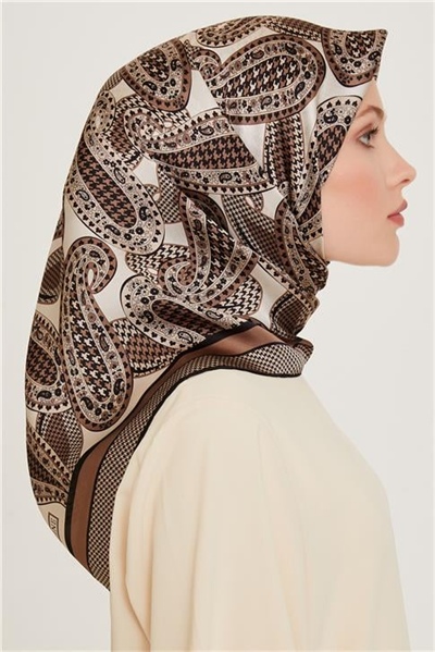 Armine Etnik Desenli Sura Saf İpek Eşarp 9208D 09